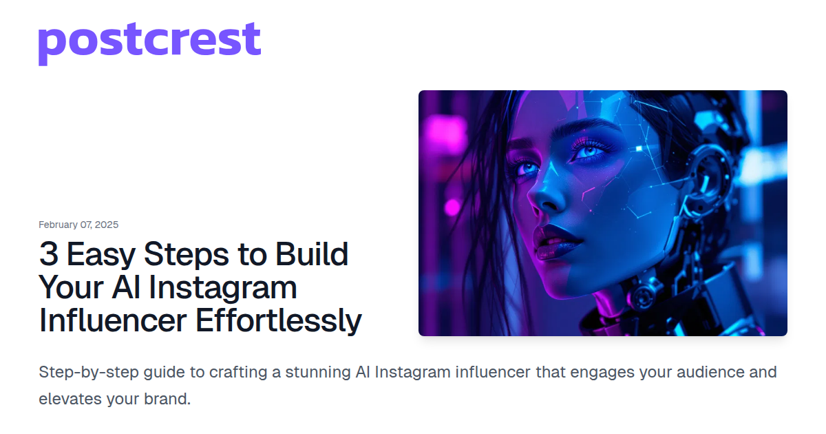 A blog post explaining how to build an AI influencer in Instagram