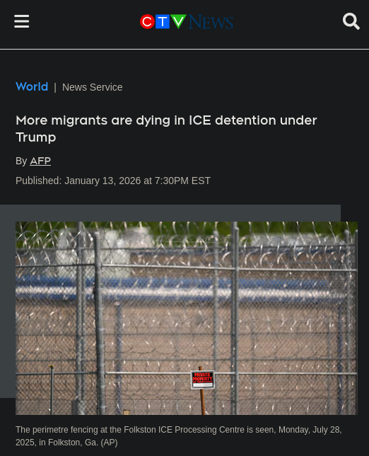 A CTV story about deaths in US ICE detention camps