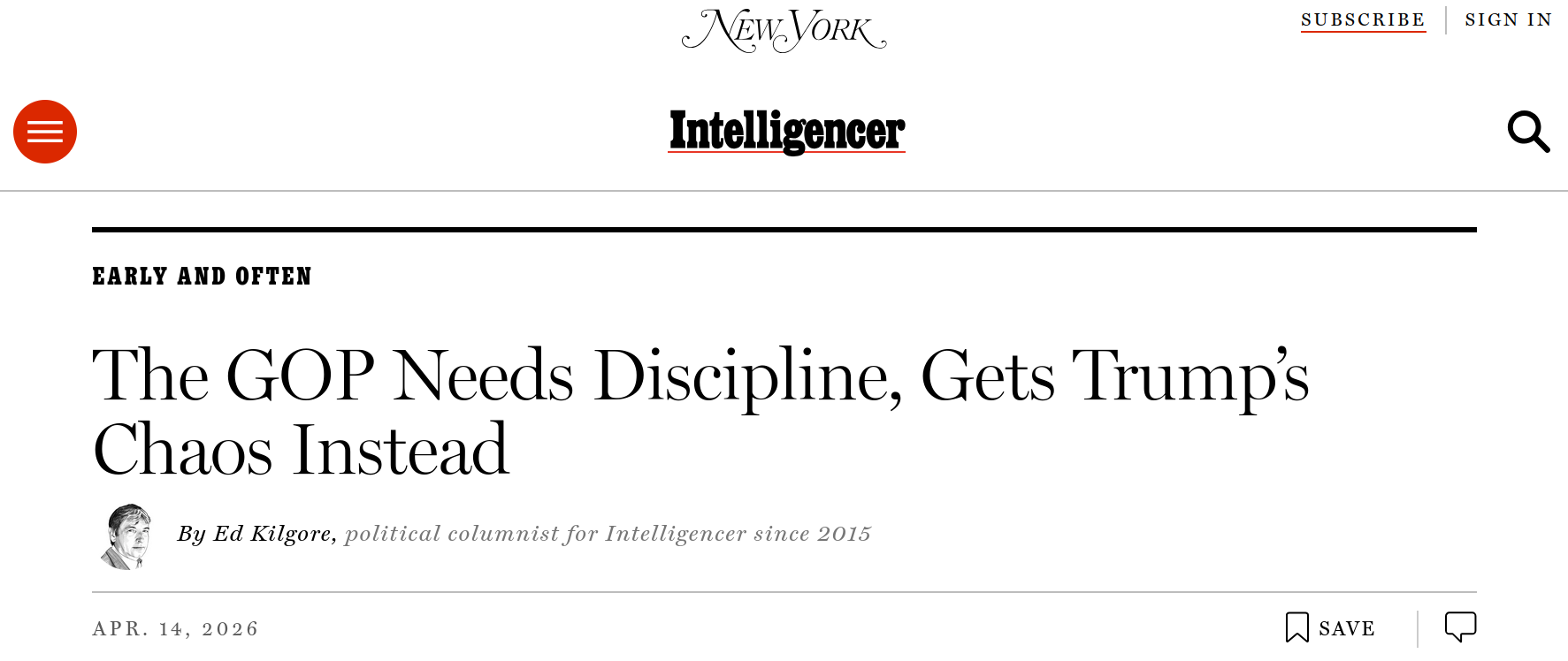A New Yorker story about chaos in the Republican party.