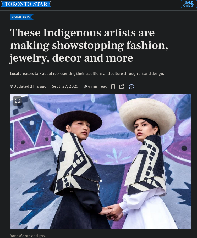 A Toronto Star story about Indigenous fashion designers