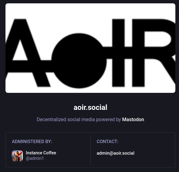 A screenshot of Aoir.social's main page