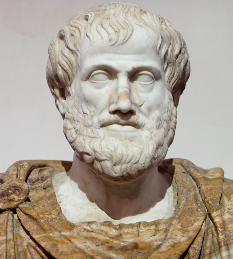 A marble bust of Aristotle, the philosopher