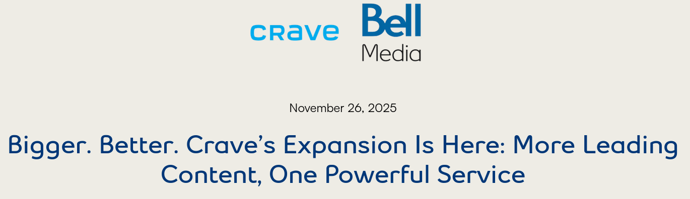 Crave, the streaming service, boasting of having more content