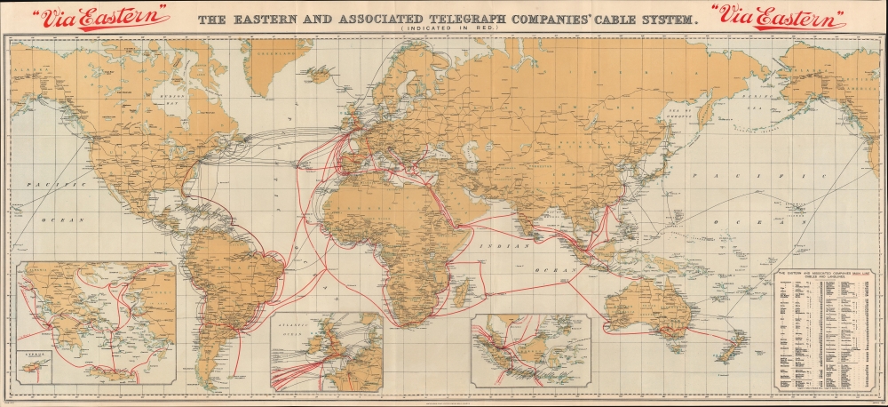 A map of Via Eastern Telegraph cable connections