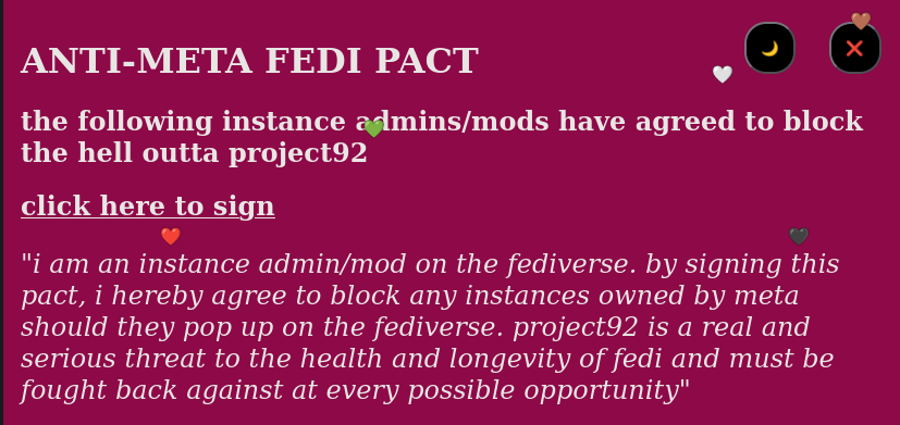 A screenshot of the anti-Meta Fedipact, an agreement by fediverse admins to block Threads