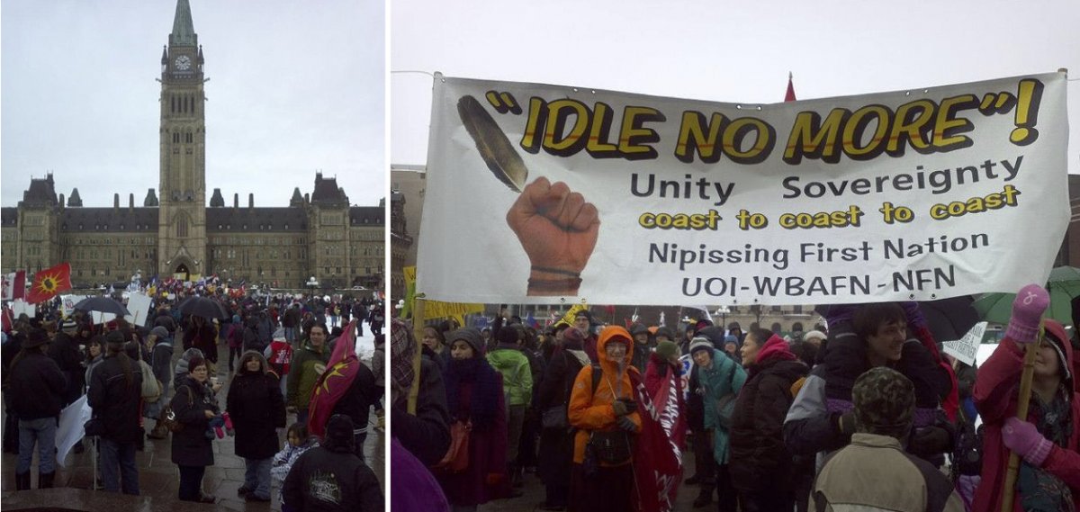 Idle No More protesting at Parliament, 2013