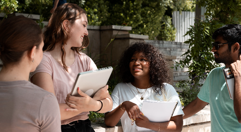 A group of people talking