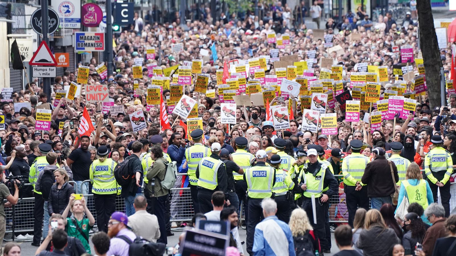 An antifascist protest in the UK