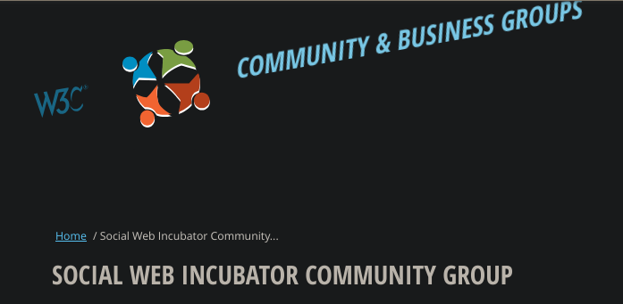 A screenshot of the Social Web Community Group page