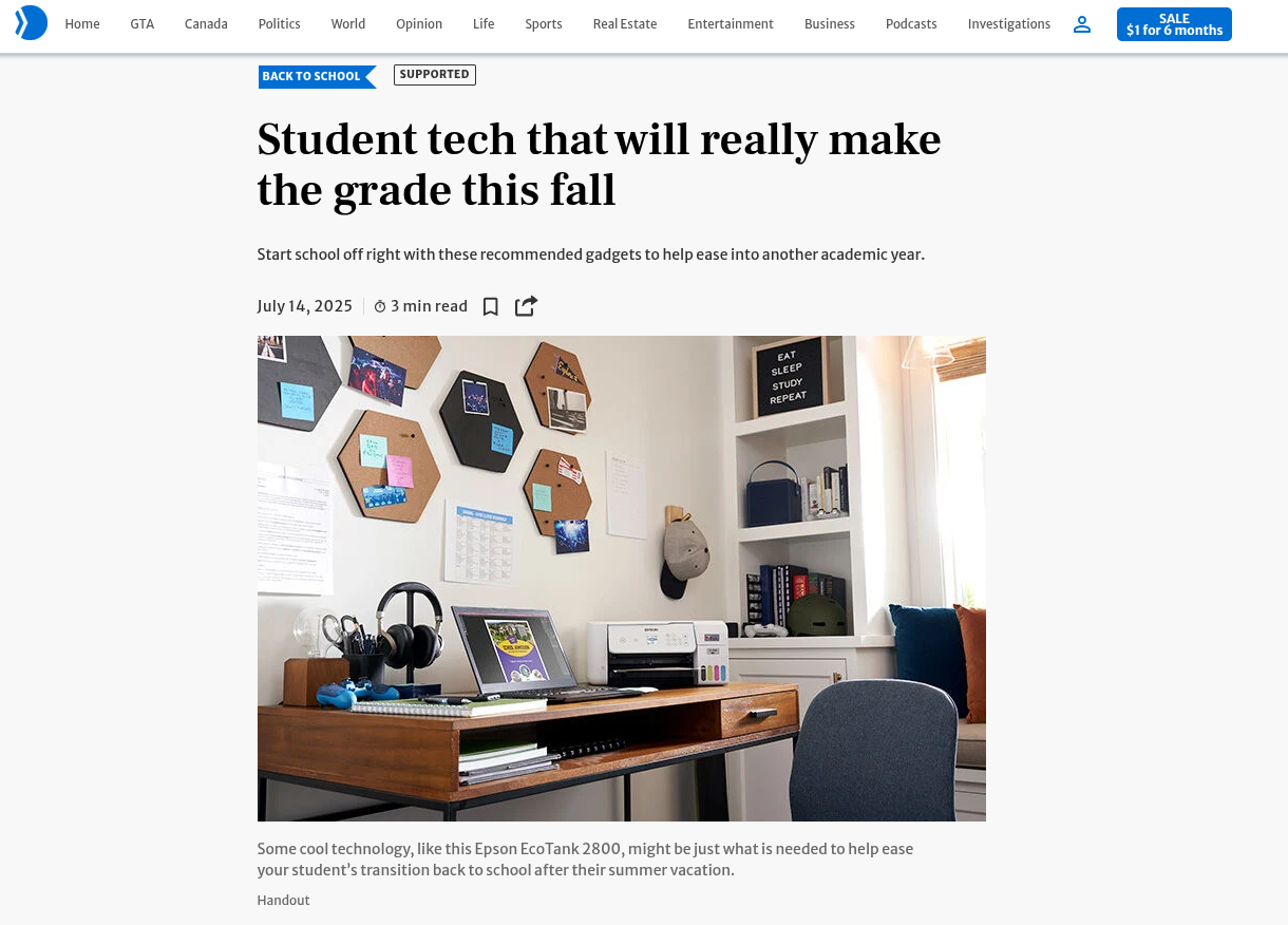 A screenshot of 'supported story' in the Toronto Star
