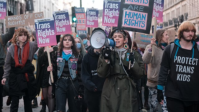 a march for trans rights in the UK